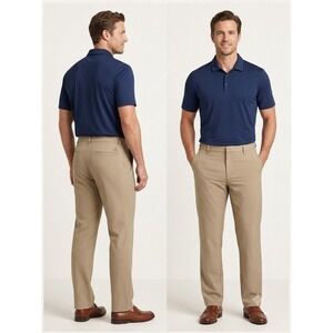 Adidas Mens Golf Pants Nylon Blend Stretch Gripper Waistband Khaki Chino 40x32